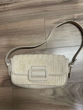 French Connection Cream Woven Shoulder Bag